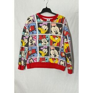 Disney Mickey & Co XL Sweatshirt Color Block Comic Print Crewneck Mickey Minnie